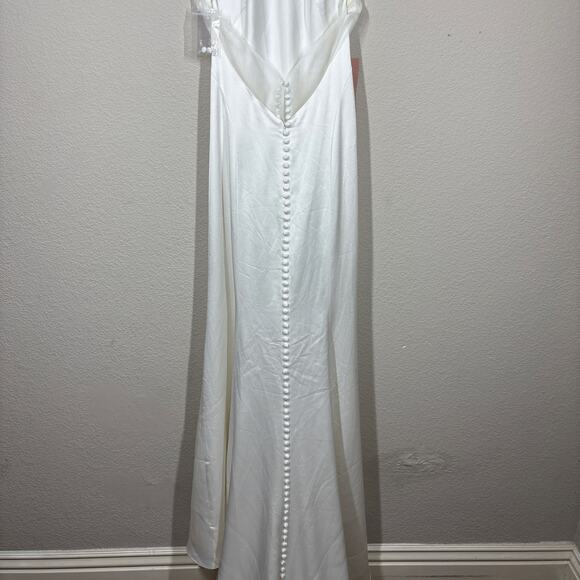 Jenny by Jenny Yoo Size 8 Harlyn Wedding Dress Gown White Lace Maxi Halter Train - Picture 8 of 16